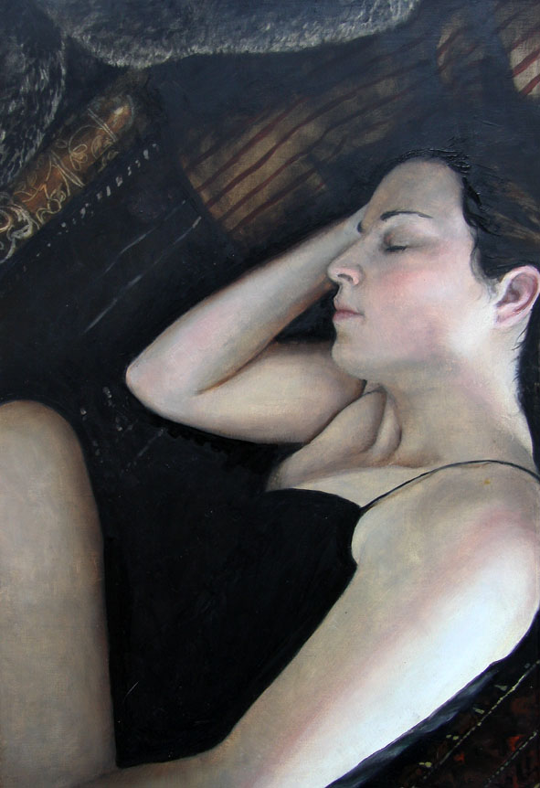 "Red Pinstripe" Oil on Linen 38 x 56cm